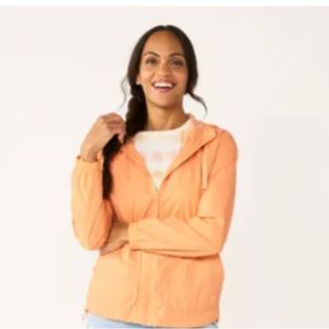 NWT Light Orange Hooded Rain Jacket Size Medium